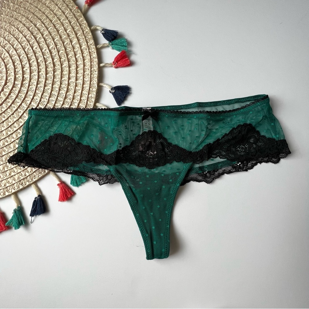 Victoria's Secret Dream Angels Lace Hipster Thong Panty Spruce Green S NEW